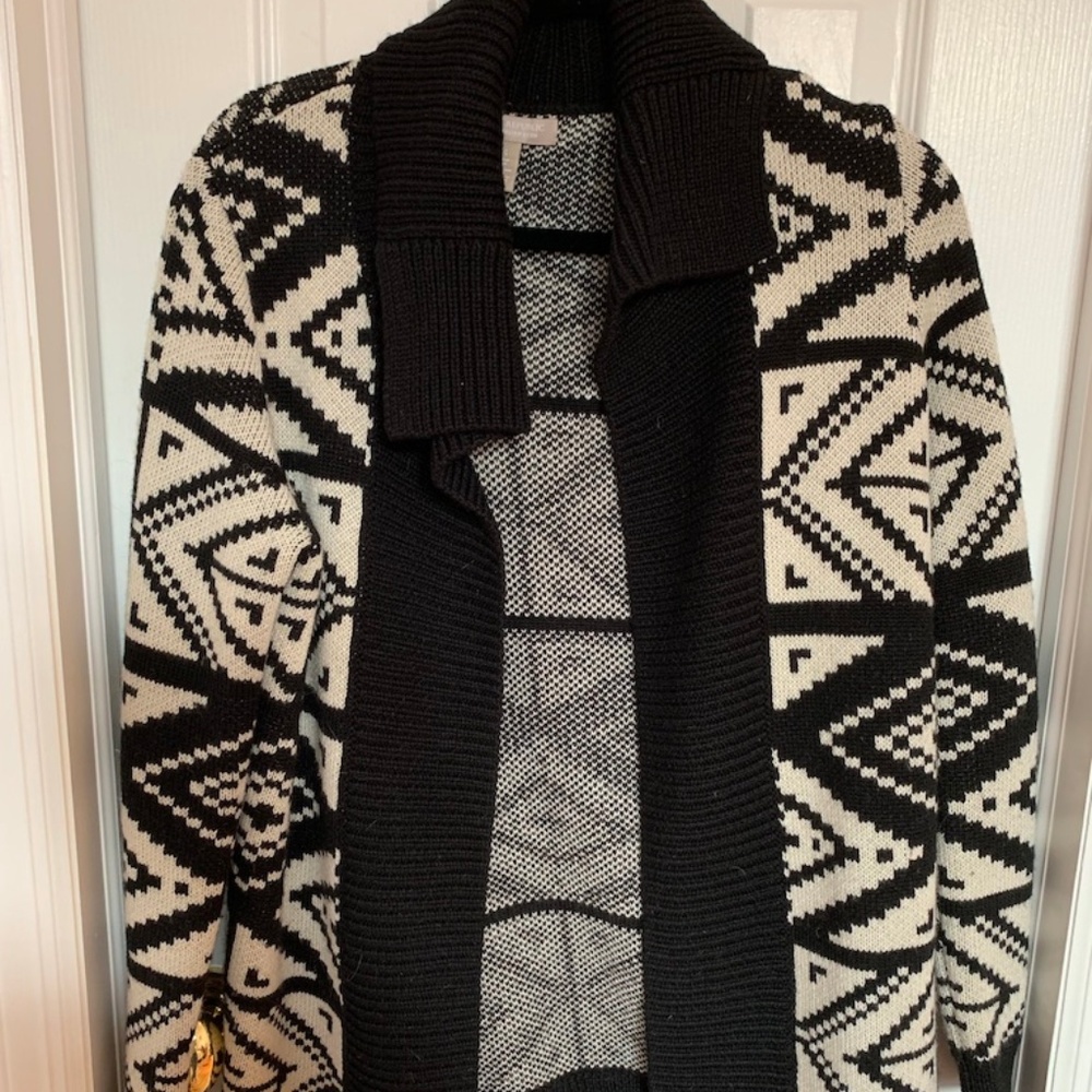 Banana Republic Black/White Wool Cardigan